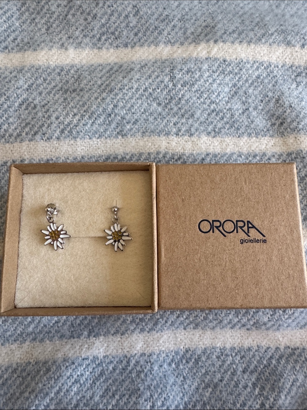 NWOT ORORA Gioiellerie Edelweiss (Stella Alpina) flower drop earrings from Italy
